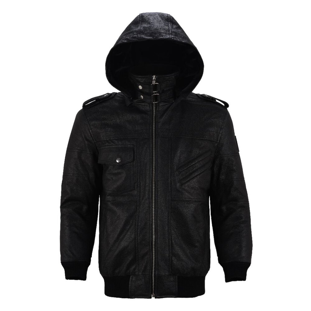 AMJ Lloyd Stylish Black Diamond Original Cowhide Leather Jacket - Picture 8 of 11